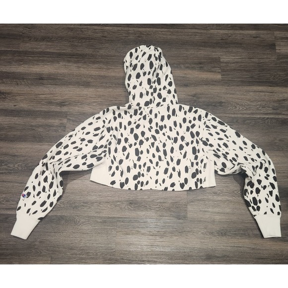 Champion White and Black Dalmatian Print Cropped Hoodie - Picture 2 of 9